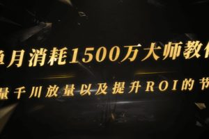 （2597期）单月消耗1500万大师教你：巨量千川放量以及提升ROI的节奏