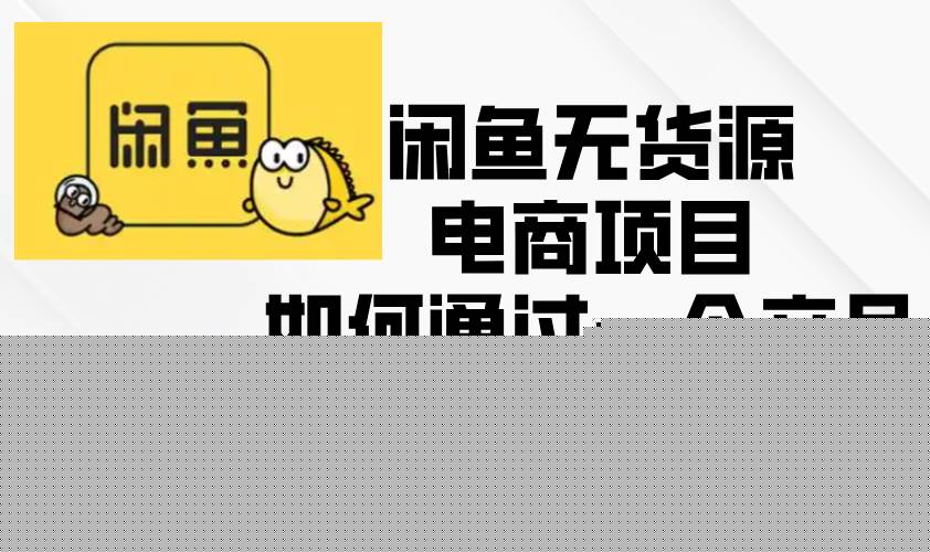（13658期）闲鱼无货源电商项目，如何通过一个产品两个月收入4W+