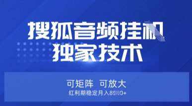 【搜狐音频挂G】独家技术，可矩阵可放大，红利期稳定月入8k【揭秘】