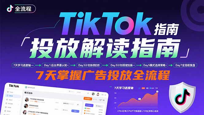 （15753期）TikTok投放解读指南：后台操作/计划建立/模式选择，7天掌握广告投放全流程