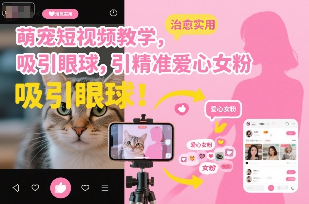 萌宠短视频教学，吸引眼球，引精准爱心女粉