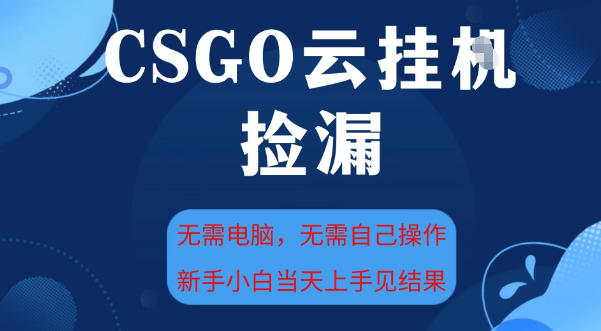 CSGO云挂G全自动捡漏，最新独家玩法，无需电脑操作，新手小白日入5张+【揭秘】