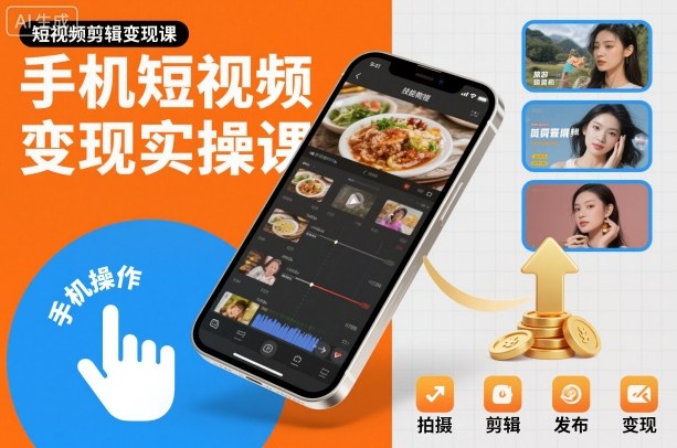 手机短视频变现实操课，短视频剪辑变现课