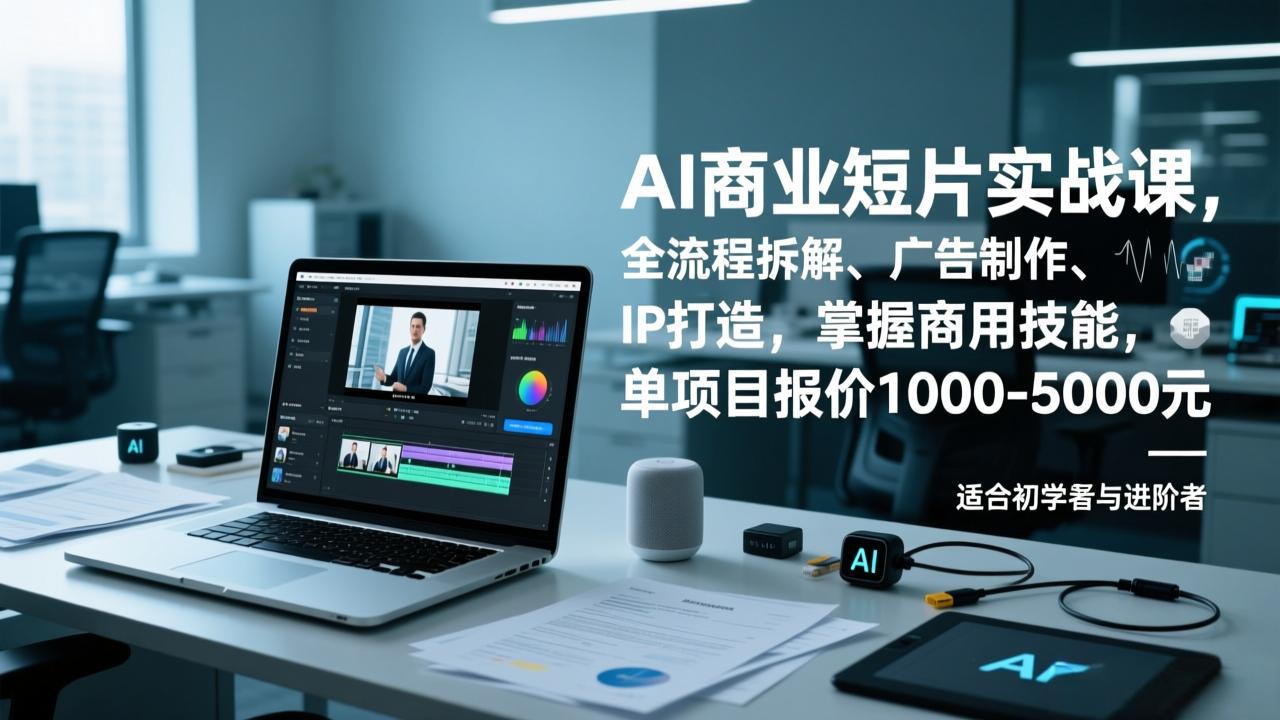 （17051期）AI商业短片实战课，全流程拆解、广告制作、IP打造，掌握商用技能，单项目报价1000-5000元