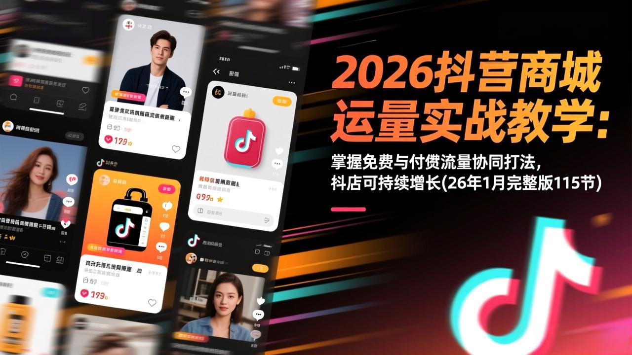 （17165期）2026抖音商城运营实战教学：掌握免费与付费流量协同打法，抖店可持续增长(26年1月完整版115节)