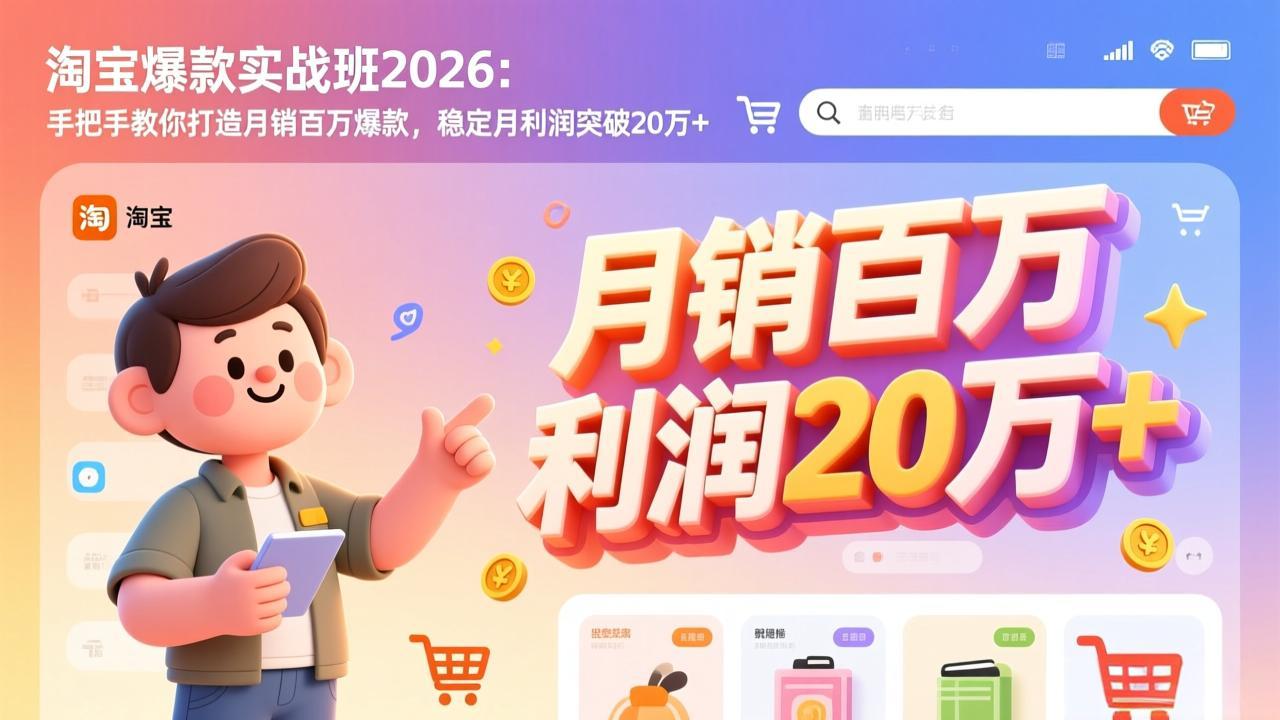 （17401期）淘宝爆款实战班-2026年2月更新：手把手教你打造月销百万爆款，稳定月利润突破20万+