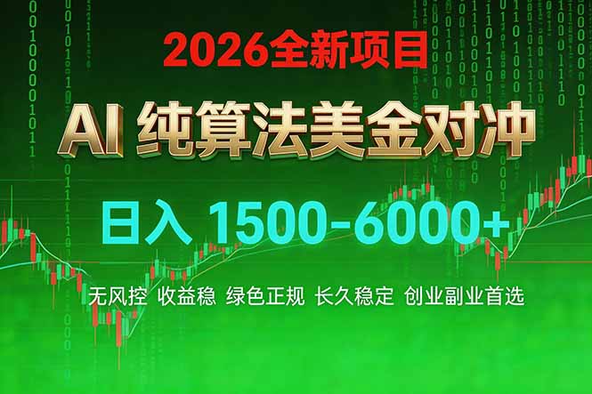 （17466期）2026 全新美金对冲项目，不套平台赠金，不封号，纯算法对冲，日入 1500-6000+