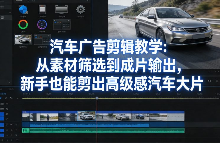 汽车广告剪辑教学：从素材筛选到成片输出，新手也能剪出高级感汽车大片