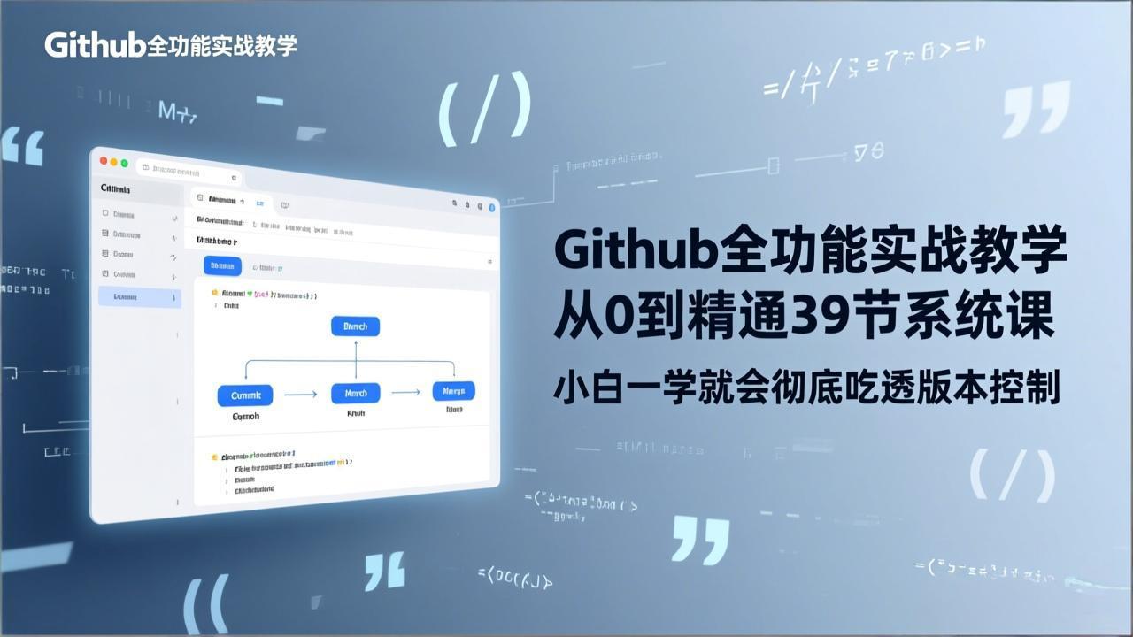 (17501期)GitHub-全功能实战教学,从0到精通39节系统课,小白一学就会彻底吃透版本控制