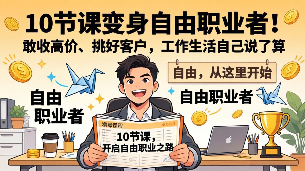 (17663期)10 节课变身自由职业者!敢收高价、挑好客户,工作生活自己说了算