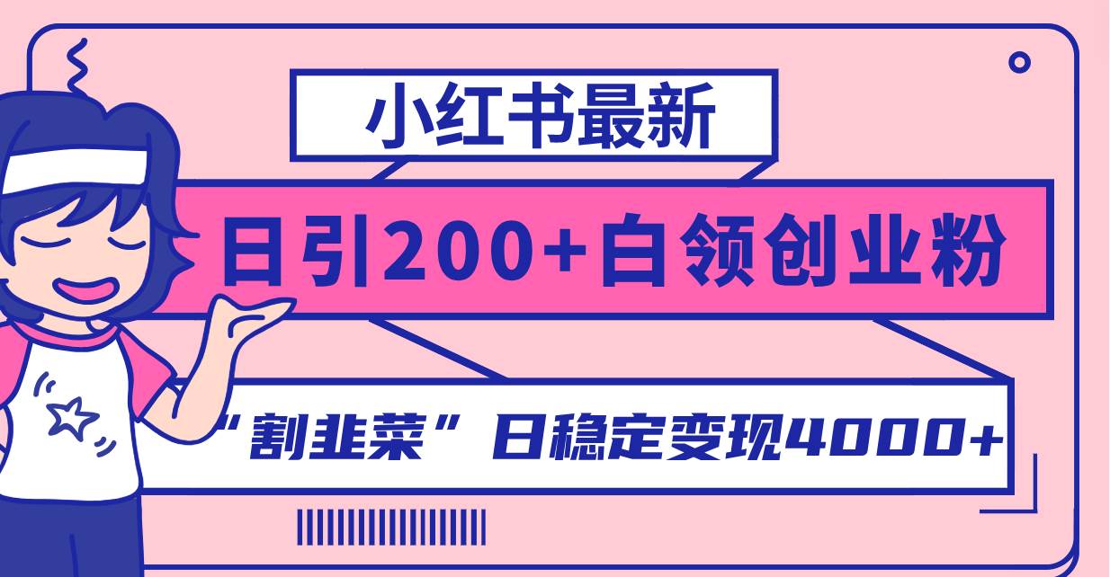 小红书最新日引200 创业粉”割韭菜“日稳定变现4000 实操教程！